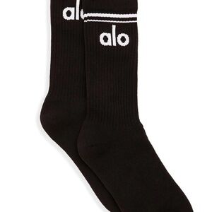 ALO Yoga Unisex Black Crew Socks - Logo Athletic Socks